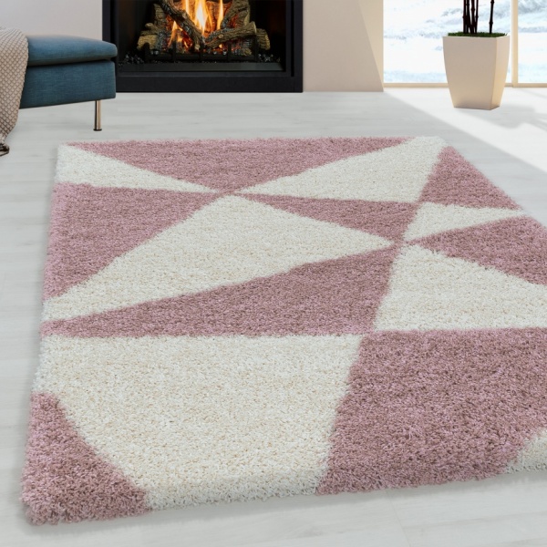 Tango Shaggy Geometric Rose Rug